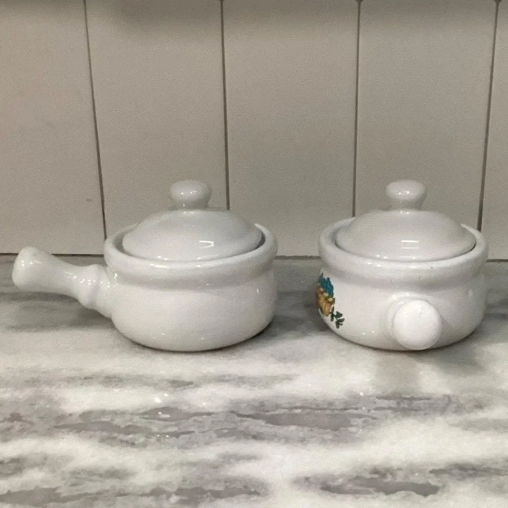 Home Concepts Provincial Soup Bowls, Set of 2, Vtg Lidded Individual Casseroles‎
